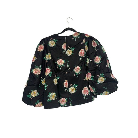 Boden Womens Top Blouse Shirt UK 14 US 10 Black Floral 3/4 Sleeve T1101 NWT - Picture 3 of 11